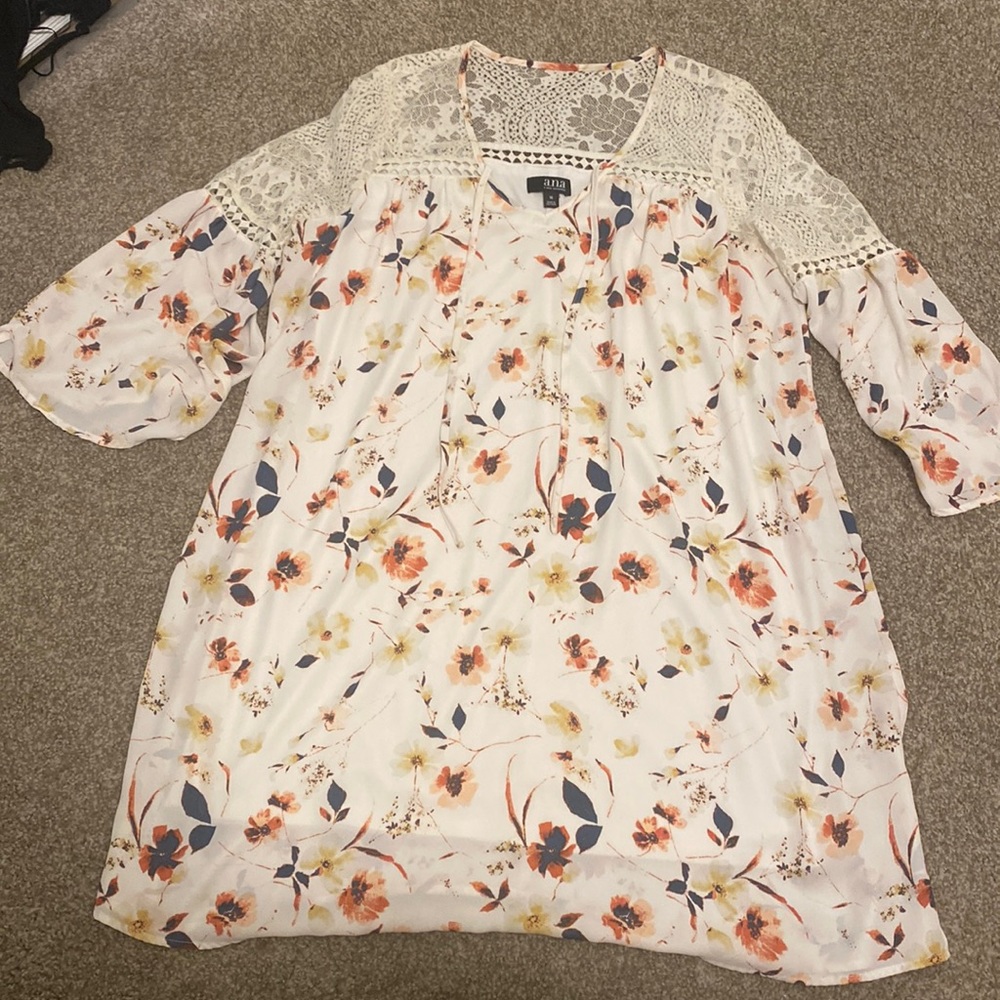 Floral Cream Dress with Top Lace